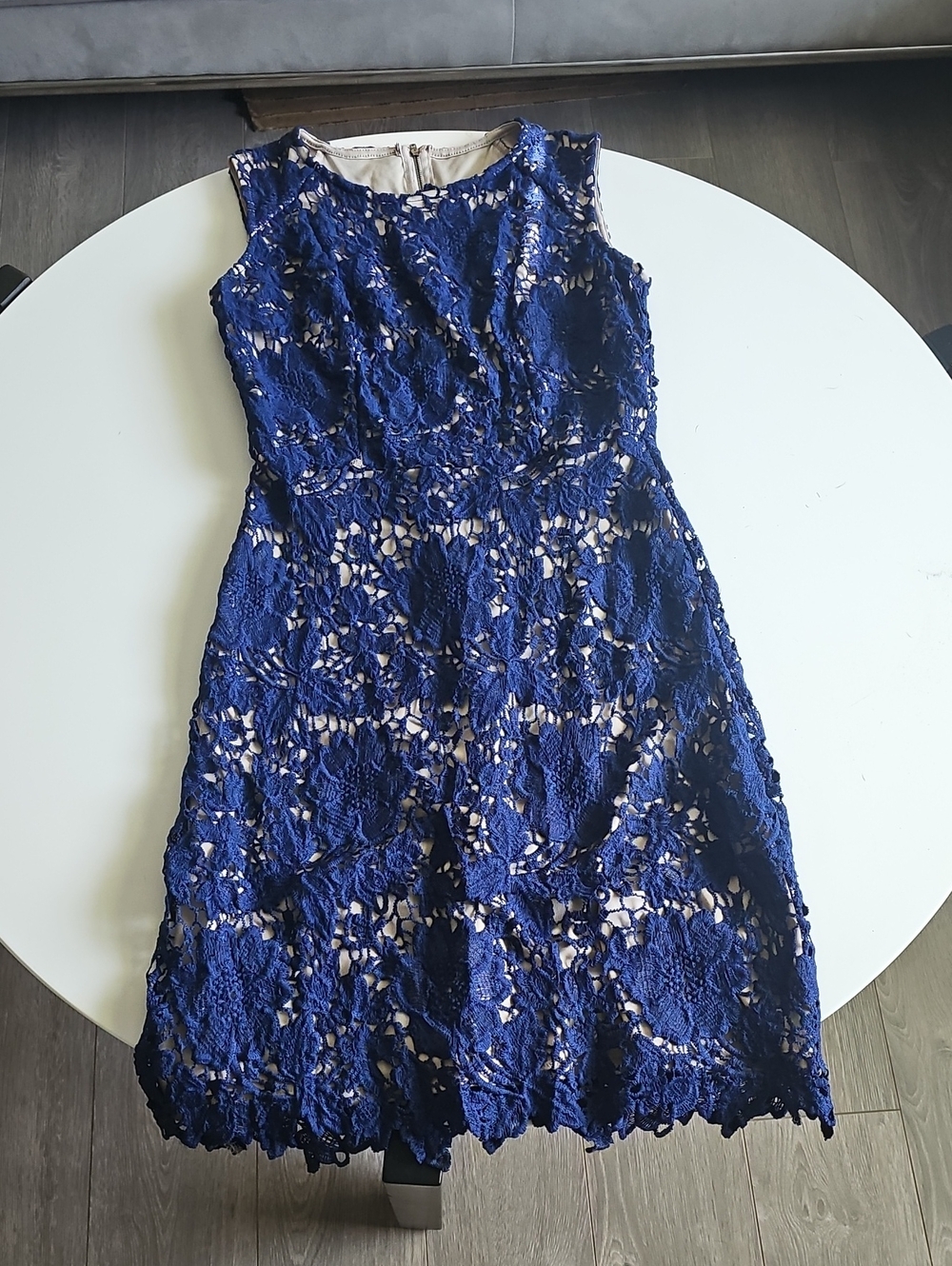 Ryan Michelle Navy Blue Lace Sleeveless A-Line Dress
